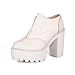 VogueZone009 Womens Closed Round Toe High Heel Chunky Platform Frosted PU Solid Pumps