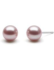 HinsonGayle AAA Gem Collection 8.5-9.0mm Naturally Lavender Cultured Pearl Stud Earrings (Solid 14K White Gold)