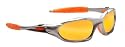 RayZor Professional Lightweight Silver UV400 Sports Wrap Golf Sunglasses, With an Amber / Orange Iridium Revo Mirrored Anti-Glare Lens