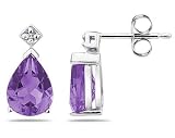 Pear Shaped Amethyst & Diamond Earrings in White Gold