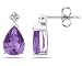 Pear Shaped Amethyst & Diamond Earrings in White Gold