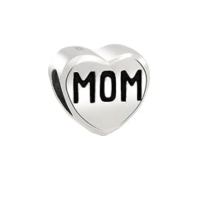 Mothers Day Gifts Bling Jewelry 925 Sterling Silver Mom Heart Bead Mother Charm Pandora Compatible: Jewelry