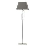5.5' Polished Silver Metallic Floor Lamp with Linen Shade In Grey by ZestAvenue