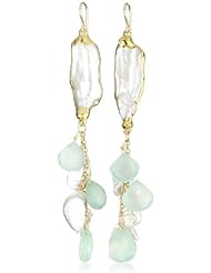 Devon Leigh "Power of Pearls" Pearl Branch with Pearl and Chalcedony Cluster Earrings