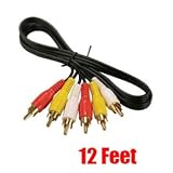 12FT RCA M/Mx3 Audio/Video Cable Gold Plated - Audio Video RCA Cable 12ft