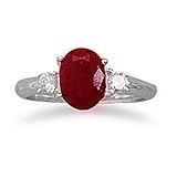 IMAGE OF Rough-Cut Ruby and CZ Ring Size 5