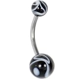 Black MARBLE Belly Button Ring
