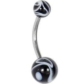 Black MARBLE Belly Button Ring by 
