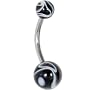 Black MARBLE Belly Button Ring