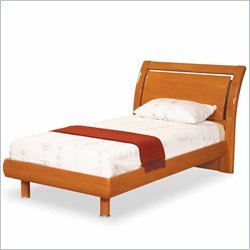 Full Global Furniture USA Emily Kids Contemporary Wood Sleigh Bed 3 Piece Bedroom Set in Cherry