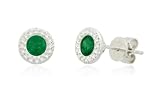 10k White Gold Emerald Diamond Stud Earrings (1/10 cttw, I-J Color, I2-I3 Clarity)