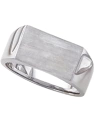 09.00X15.00 Mm 14K White Gold Gents Signet Ring W/Brush Finished Top