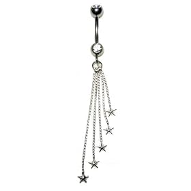 Petite Navel Jewel with Silver chains and Stars Belly Button Ring by 