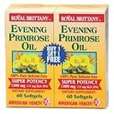 Royal Brittany Evening Primrose Oil 1300mg - Buy 1 get 1 FREE, 60+60 sg., (American Health) ( Double Pack)