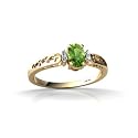 14K Yellow Gold Genuine Oval Peridot and Diamond Filligree Ring