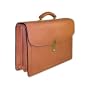 Jack Georges Belting Leather Triple Gusset Flap Over Briefcase Brn