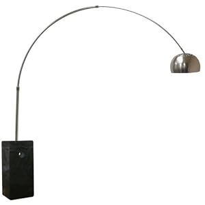 Arco Lamp with Black Marble Cube Base - Ships in 24 Hours with Money Back Guarantee!
