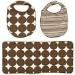 DwellStudio Bib and Burp Set - Chocolate Dots