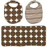 DwellStudio Bib and Burp Set - Chocolate Dots