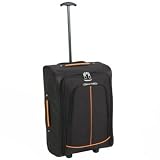 Karabar bagaglio a mano leggero 55 x 35 x 20 cm tutti i componenti inclusi (Nero / Arancio)