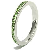 August Birthstone Sterling Silver Peridot Cubic Zirconia CZ Stackable Eternity Band Ring