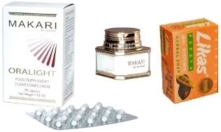 Likas Papaya Soap Bar + Makari Clear Maximum strength acne treatment Acnyl Cream , Skin Care 100ML + Oralight Hyper pigmentation Tablets Skin Whitening Lightening Pills Pill Makari , for Hyper-pigmentation, uneven skin tone + dark age spots
