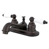 Elements of Design EB605PL Restoration 4 Center Lavatory Faucet Porcelain Lever Handle, Oil Rubbed