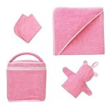Trend Lab Color Terry Oval Bath Bag Set in Pink