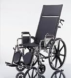 Medline Excel Reclining Wheelchair, 18 W, Elevating, Swing-Away Footrests w/Anti-Tippers 300 lb. capacity