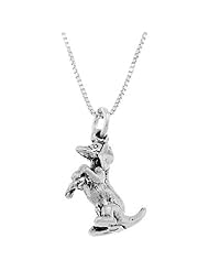 Sterling Silver Three Dimensional Dachshund Dog Sitting up on Legs Necklace