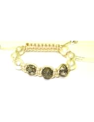 Sterling Silver 1.82ct Diamond Pave Macrame Beads Bracelet Handmade Jewelry