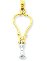 14K Two Tone Gold 3-D Stethoscope Pendant Doctor Charm