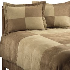 4PC Brown Microsuede Down Alternative Queen Comforter Set