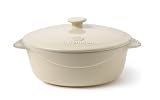 Calphalon Ceramic Vanilla 3 Quart Covered Round Casserole with Lid