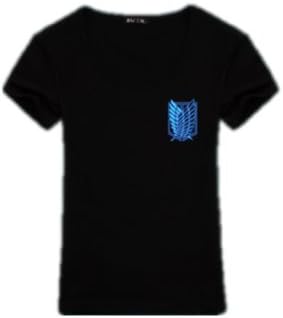 Attack on Titan the Survey Corps Noctilucent Glow in Dark Womens T-shirt Color Black Size XL