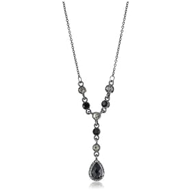 1928 Jewelry Black Diamond Crystal Delicate Teardrop Necklace