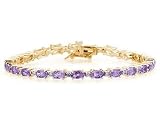 14k Yellow Gold Diamond and Amethyst Bracelet