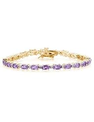 14k Yellow Gold Diamond and Amethyst Bracelet