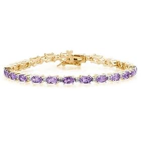 14k Yellow Gold Diamond and Amethyst Bracelet by Szul