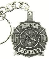 Maltese Cross Firefighter Pewter Key Chain