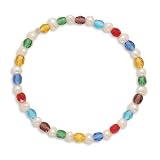 6 Multicolor Glass/Cultured Freshwater Pearl Stretch Children's Bracelet