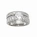Sterling silver pave cubic zirconia wedding ring set with 7mm prong solitaire