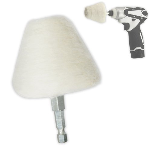 Large Tapered Cotton Buffing Ball - Hex Shank - Turn Power Drill into High-Speed Polisher