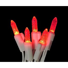 Set of 70 LED Red M5 Mini Christmas Lights - White Wire