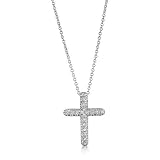 Sterling Silver 925 Cubic Zirconia CZ Accent Cross Pendant Necklace