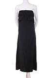 Minx Shiny Fabric Tiered Ruffle Top Strapless Asymmetric Long Casual Maxi Dress Black