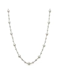 Sterling Silver 36" Necklace with 3-5mm Semi Oval White Freshwater Pearls