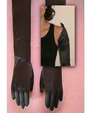 Shiny Satin Stretch Spandex 20-Button Opera Length with pointed hem reaching to the shoulder Bridal Wedding Formal Prom Gloves