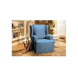 Sure Fit Cotton Duck Solid Wing Chair Slipcover