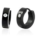 Urban Male Black Finish Hinged Hoop Earrings For A Man